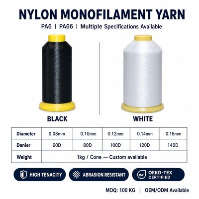 60D 80D 100D 0,10MM 0,12MM 0,14MM Monofilamentos Hilados de Nylon Poliéster PP PE para tejido Fabrica de bordados de telas mayorista